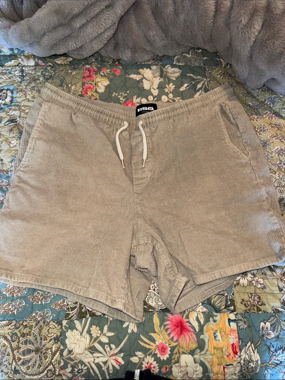 RSQ Cozy Corduroy Drawstring Shorts in Tan